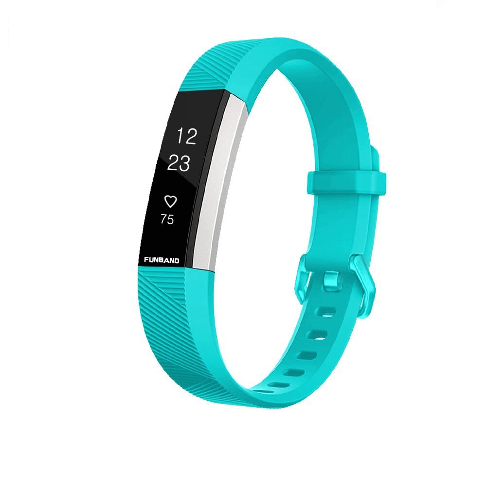 FunBand Strap Compatible With Fitbit Alta HR and Fitbit Alta, Soft Silicone Band Adjustable Replacement Strap Sport Accessory Compatible With Fitbit Alta HR and Fitbit Alta Smart Watch (1-Pack Teal)