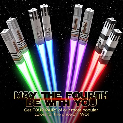 Lightsaber Chopsticks Light Up Star Wars LED Reusable Red Blue Green