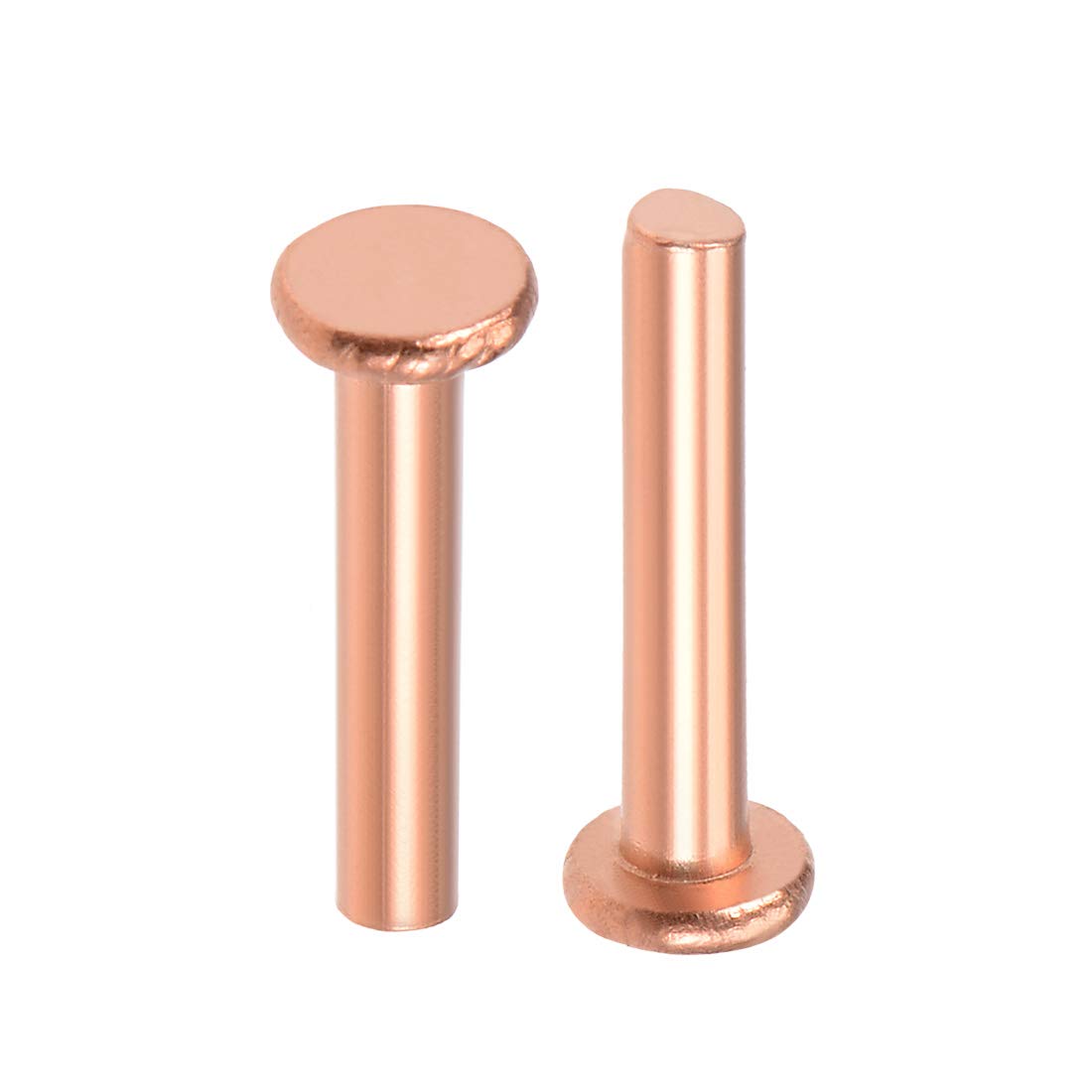 sourcing map 25 Pcs 1/8" x 25/64" Flat Head Copper Solid Rivets Fasteners