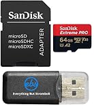 64GB Sandisk Extreme Pro 4K Memory Card for Gopro Hero 6, Fusion, Hero 5, Karma Drone, Hero 4, Session, Hero 3, 3+, Hero + Black - UHS-1 V30 64G Micro SDXC with Everything But Stromboli Card Reader