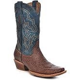 Corral Boots Men's Navy Blue Handcrafted Cowboy Boots | Narrow Square Toe Western Boots with Brown Ostrich Design