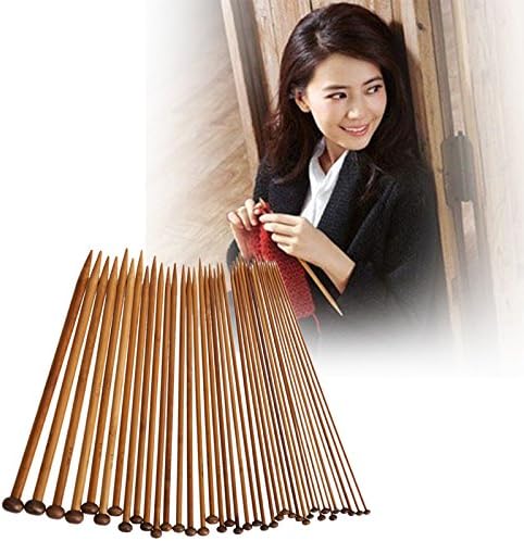 36Pcs/set 18 Sizes Carbonized Bamboo Knitting Needles Set Single Pointed Smooth Crochet Tool
