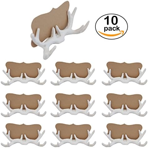GlobalSkyLLC Premium Place Card Holder Stand with Brown Paper Cards for Wedding Reception, Bridal Shower, Baby Shower, Birthday (Pack of 10 - White)