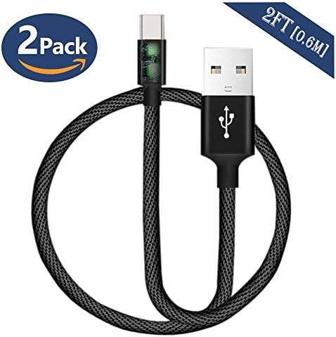 USB Type C Cable, USB C Cable (0.6M/2FT) USB 2.0 for Samsung Galaxy Note 8,S8,S8 Plus, LG G6 G5 V30 V20, Moto Z Z2,Google Pixel, Nintendo Switch, Macbook (Black)