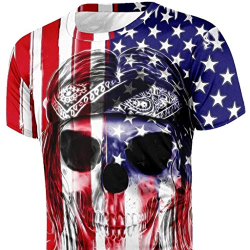 Respctful✿ Mens USA Flag Printed Short Sleeve Blouse Summer Stars and Strip Printed July 4 Graphics Soft Cotton Tees Shirt