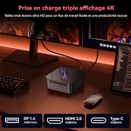Blackview MP100 Pro Mini PC Win 11 Pro AMD Ryzen 7430U, 16GB RAM(Turbo 3733 MT/s) 512GB SSD Mini Desktop Computer, 144Hz 4K Triple Display, 6*USB3.2, WiFi 6/BT 5.2, PC for Office/Home/Study