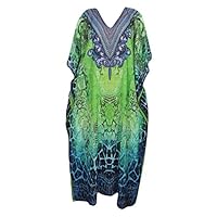 Mogul Womens Caftan Dresses Georgettina Digital Print Cover Up Kaftan