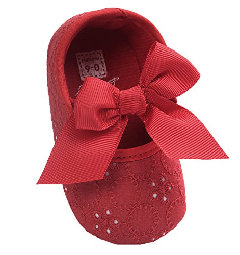 Santimon Baby Girl Shoes Soft Soled Bowknots Crib Walking Moccasins Prewalker Sneakers Red 3-6 months/3.5 M US Toddler