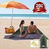 Outdoor Beach Blanket - Sand Free Compact Pocket Blanket - Portable Waterproof Sand Proof Picnic Blanket Mat with 4 Stakes Build in a Bag Oversized 55
