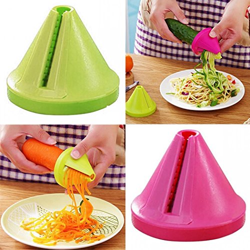 Zhuygba 2Pcs Multi-function Kitchen Cutter Tool -Cucumber Carrot Spiral Shred Slicer Root Vegetables,Stainless Steel Spiral Twist Knife, Creative Cold Dish Knife Utensils gourmet tools(Green/Rose Red) - Thumbnail 5