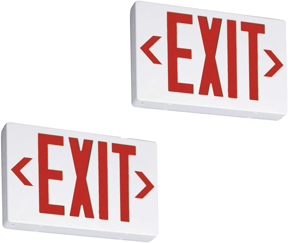 Kaito GX200NR-2P AC 120V/277V Lighted LED Red Emergency Exit Sign with Battery Back-up, 2-Pack, UL Listed