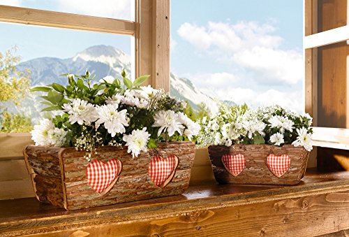 Herz Blumenkasten, Blumentopf eckig Pflanzkasten Pflanztopf "Rinde", im 2er Set mit Herz 24 x 13 x 10 cm, 30 x 18 x 12 cm – Bild 6