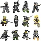Minifigures Set - 12pcs Army Minifigures SWAT Team with Military Weapons Accessories Policeman Soldier Minifigures Toys Building Blocks 100% Compatible