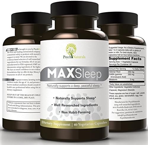 MAXSleep. 100% American Natural Sleep Aid To Counter Insomnia And Sleeplessness. Melatonin, GABA &amp; Valerian Combined In Amazing Sleeping Pills For Sound and Refreshing Sleep, Always! 2 Months Supply!