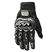 Tonsiki Carbon Fiber Motorcycle Motorbike Cycling Racing Full Finger Gloves (Black, M)