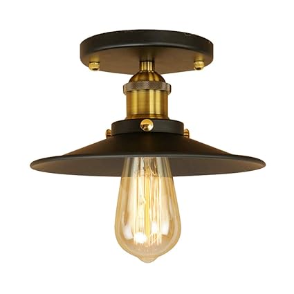 Baycheer Antique Brass Ceiling Lighting Fixtures Semi Flush Mount