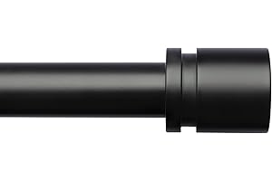 Byondeth Curtain Rods for Windows 16 to 144 Inches Adjustable Length 1 Inch Diameter Window Curtain Rod with Aluminium Finials, Black