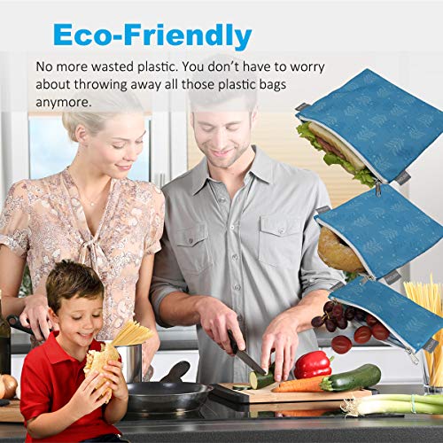 Reusable Sandwich Bags Snack Bags Set of 5 Pack, Dishwasher Safe
