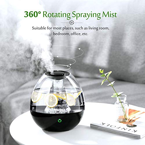 Homasy Cool Mist Humidifier, Top-Fill Humidifier for Bedroom, Quiet Ultrasonic Humidifier with Unique Stones Filter, Touch-Control with 3 Mist Modes, 12-24h Working Time, Auto Shut-Off