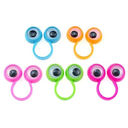 Crazy-Store Funny Eye Finger Puppets Plastic Rings with Wiggle Eyes Capsule Toy (5pcs)