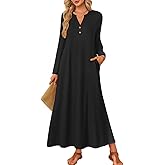 ZESICA Fall Long Sleeve Comfortable Loose Maxi Dresses for Women 2026 Elegant Classy Winter Wedding Guest Dress