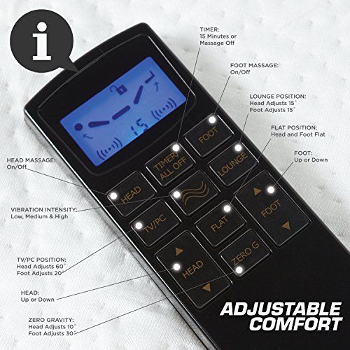 Classic Brands Queen Adjustable Comfort Bed Base with Wireless Remote