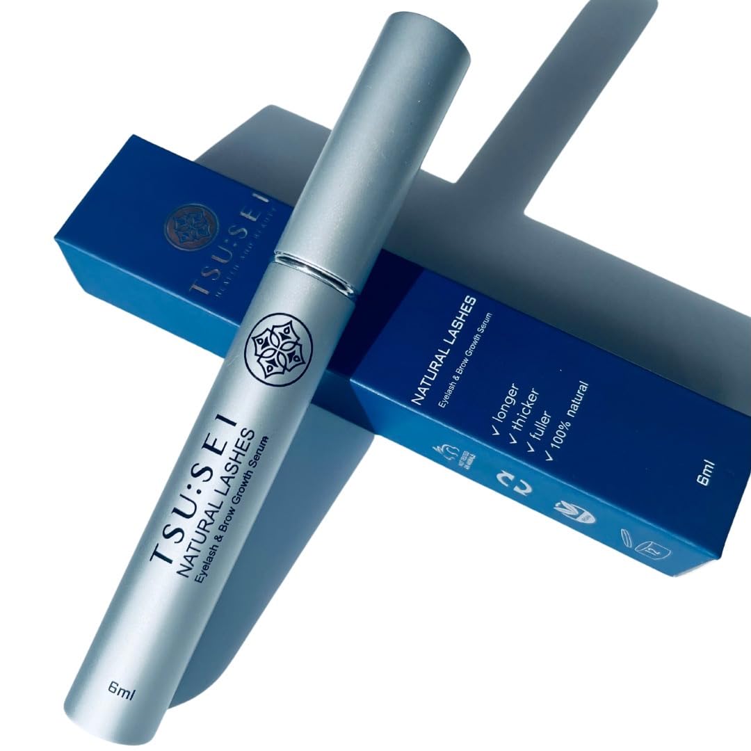 TSU:SEI Natural Lashes Eyelash Growth Serum for Longer, Fuller, Thicker Lashes | XL 6ml – 6 Months Supply | Lash Serum with Biotin & Peptides for Growth and Thickness | Prostaglandin-Free Lash Serum