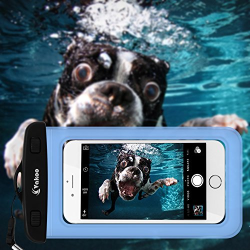 Vakoo Universal Waterproof Case, Waterproof Cellphone Dry Bag for Apple iPhone 6S, 6S Plus, iPhone 5, 5S, Galaxy S6, Note 5(Smartphone up to 6-Inch) with A Unique Neck Strap (Blue)