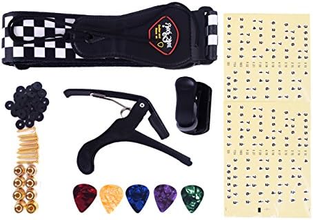 Electric/Acoustic Guitar Kit Package-Tuner,Strap,Capo,Pin,Pick,Strap Button Accessories (Multi-Parts)