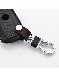 Royalfox - Funda de piel auténtica para llave de entrada con 3 botones y 4 botones para BMW Serie 1, 2, 3, 4, 5, 6, 7, BMW X1, X2, X3, X4, X5, X6, con llavero