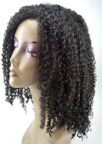 Natural Black Deep Kinky Curly Fluffy Wavy Wigs for American African Women, Kanekalon Synthetic Hair