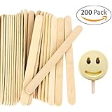 Acerich 200 Pcs Craft Sticks Ice Cream Sticks Wooden Popsicle Sticks 4-1/2" Length Treat Sticks Ice Pop Sticks