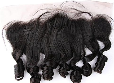 A2ZWIG Remy Hair Lace Frontal 13x4 Pre Plucked Natural Hairline Bleached Knots Loose Wave Lace Closure (10 Inch, Free Part)