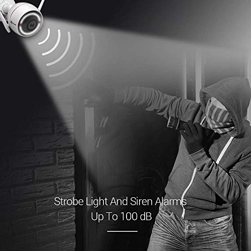 EZVIZ Outdoor 1080p Security Camera Surveillance Strobe Light & Siren IP66 Weatherproof 100ft Night Vision 2.4G Wi-Fi/Wired Two-Way Audio Works with Alexa Google Home IFTTT iOS Android App 2.8mm 4PK