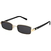 VANLINKER Retro Rectangle Polarized Sunglasses for Women Men Small 90s Vintage Trendy Slim Narrow Rectangular Frame VL9684