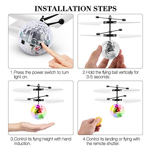 KOMAKE Flying Ball Toys, RC Flying Toys for Kids Rechargeable Light Up Flying Ball Drone Infrared Induction Helicopter Ball with Remote Controller for Indoor and Outdoor Games