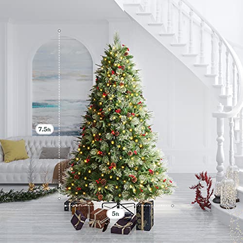 JOSTYLE 7.5FT PreLit Artificial Christmas Tree,PE+PVC Christmas Tree with 500 ULCertified LED