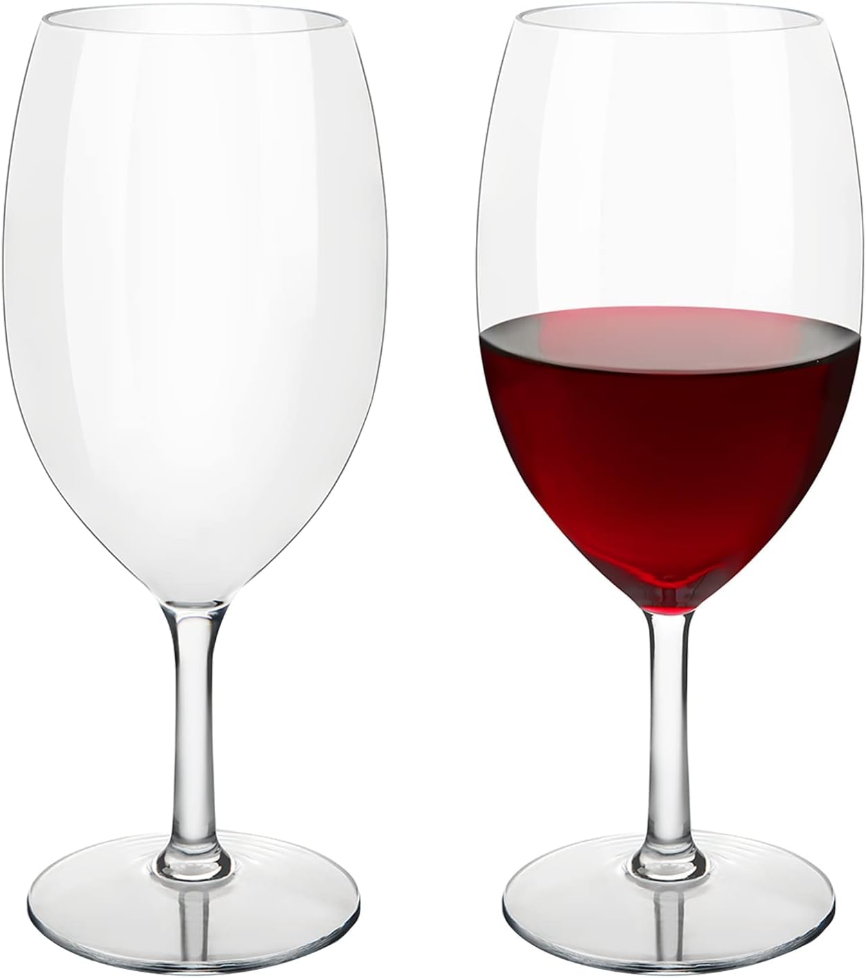 COOKY.D Unbreakable Short Stem Floating Red Wine Glasses 20 oz, 100% Tritan-Plastic Drinkware Sets, Poolside Dishwasher Safe, Set of 2