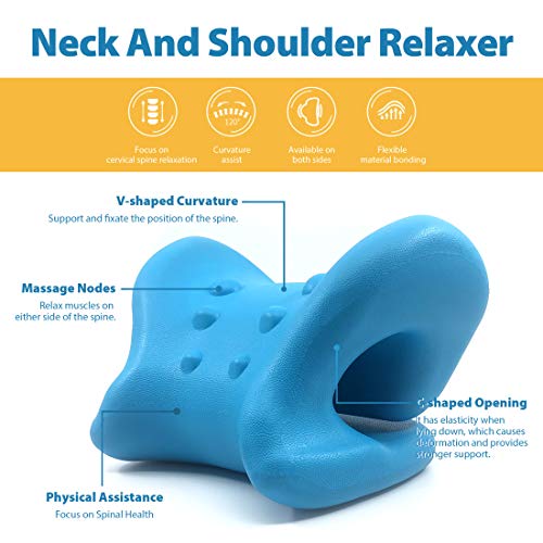 Neck and Shoulder Relaxer Cervical Neck Traction Device Portable Chiropractic Pillow, Neck Stretcher Neck Massage Pillow for Pain Relief Management and Cervical Spine Alignment