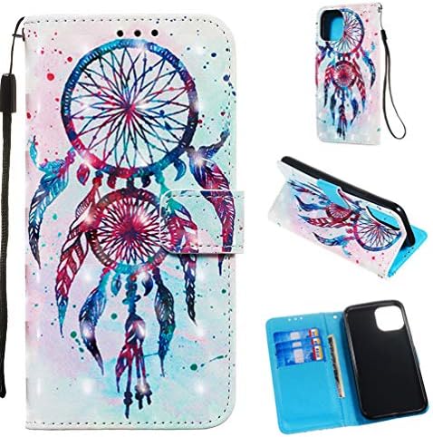 iPhone 11 Pro Case,Napudt Wallet Case Pu Leather with Kickstand and Flip Cover Slot Double Magnetic Buckle for iPhone 11 Pro -Twin Wind Chimes