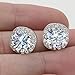 EVER FAITH 925 Sterling Silver Cubic Zirconia Elegant Cushion Cut Halo Stud Earrings Clear