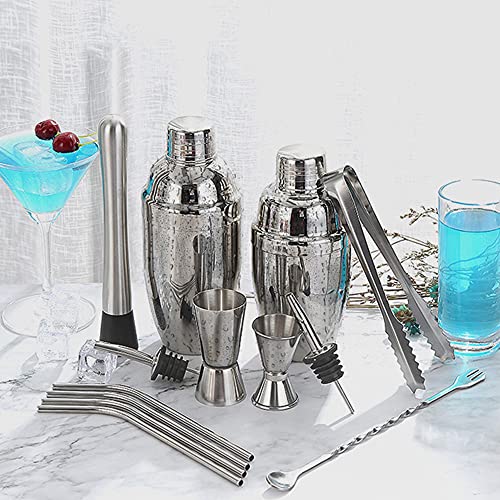 Cocktail Shaker Set 16 Teilig Aus Edelstahl Mit Holzständer-Basis-Shaker-Getränkemischer-Set Bar-Set-Werkzeug – Bild 8