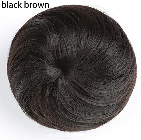 Women’s Synthetic Hair Wig Bag Straight Hair Flower Hair Coil Hairstyle Wig Fake Chignon Hair Pieces Bun Hair Extension Wigs Scrunchie Drawstring Hair Extension (Black Brown)