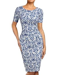 REPHYLLIS Volantes Retro Mujer Slim Floral Bodycon Vaina Trabajo Lápiz Vestidos