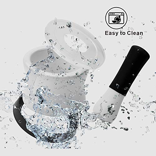 Ceramic Mortar and Pestle Set with AntiSputtering Visible Lid to Avoid Mess, SoftTouch Handle