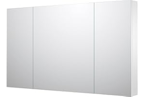 Sunrosa Aluminum Bathroom Medicine Cabinet with Mirror Door, 48"×27.5" Bathroom Mirror Cabinet, Wall-mountable and Recessed-in Mirror Cabinet, 3 Doors Medicine Cabinet Organizer