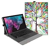 Fintie New Surface Pro 2017 / Surface Pro 4 Case, Multi-Angle Viewing Portfolio Business Cover for Microsoft Surface Pro 2017 / Pro 4 / Pro 3, Compatible with Type Cover Keyboard - Love Tree