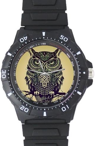 Novelty Gift Cartoon Animal Style Abstract Owl Black Plastic Watch - 100% plastic quartz watch