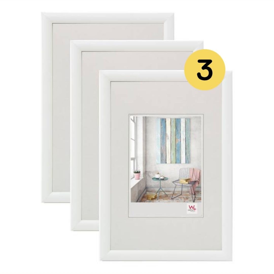 walther Design Picture Frame White 15 x 20 cm 3-Pack, Trendstyle Plastic Frame KP520W3