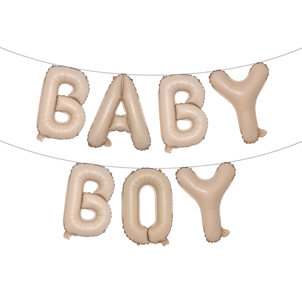 Photo 1 of 16 inch Baby Boy Girl Banner Foil Letter Balloons Garland for Birthday Baby Shower Gender Reveal Party Decoration Supplies (BABY BOY Caramel)